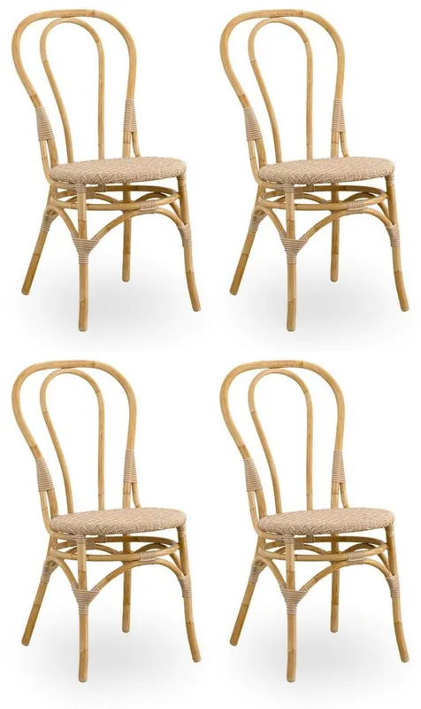 Preisknaller Casa Padrino luxury garden chair set of 4 natural 45 x 56 x H. 88 cm - Modern rattan garden & patio furniture - Luxury Quality