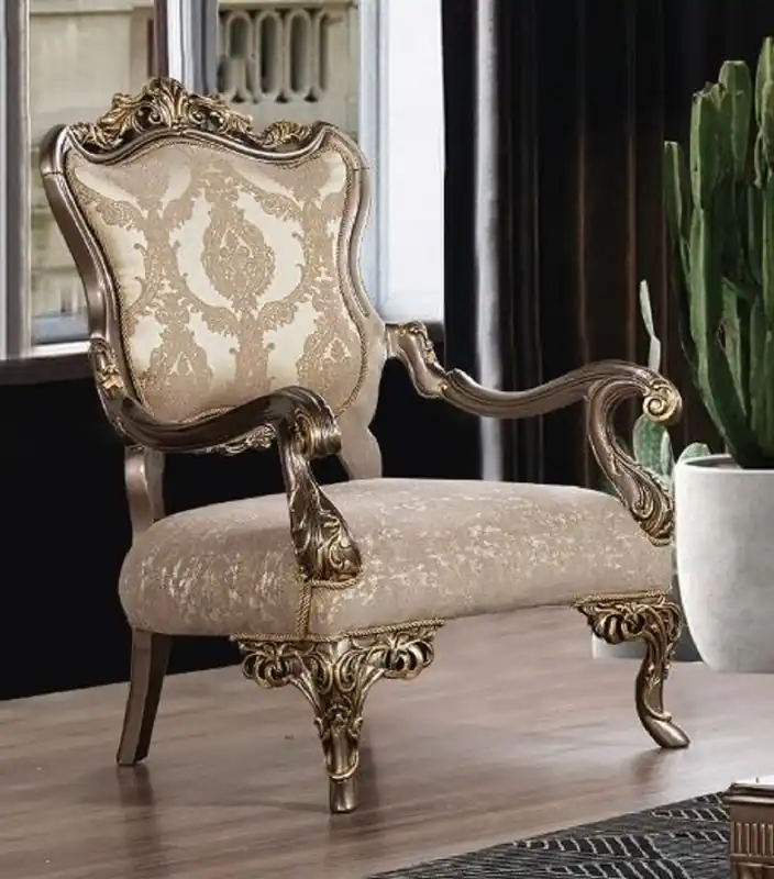 Abverkauf Casa Padrino luxury baroque living room armchair gray / beige / silver / gold - Magnificent armchair with pattern - Handmade baroque living room furniture