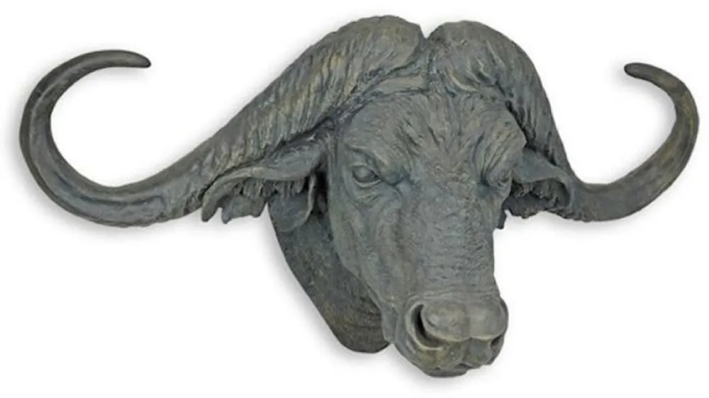 Solange Der Vorrat Reicht Casa Padrino synthetic resin wall decoration sculpture buffalo head gray 101 x H. 52 cm - Decoration figure - Animal figure - Living room decoration