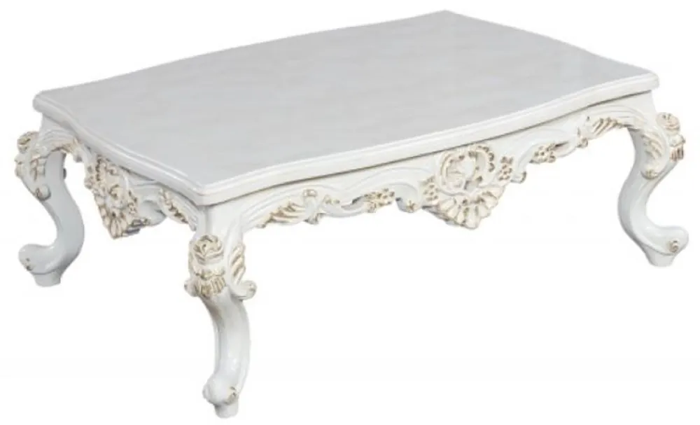 Expressversand Casa Padrino luxury baroque coffee table white / gold - Magnificent solid wood living room table in baroque style - Baroque living room furniture - Noble & Magnificent