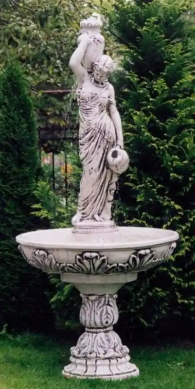 Solange Der Vorrat Reicht Casa Padrino Art Nouveau fountain gray Ø 108 x H. 230 cm - Magnificent garden fountain - Garden decoration fountain - Baroque & Art Nouveau Garden Decoration Accessories