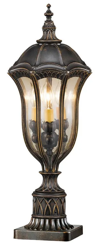 Casa Padrino baroque pedestal lamp brown / bronze / gold Ø 24.1 x H. 61 cm - Weatherproof garden terrace outdoor lamp floor lamp garden lantern - Nostalgic outdoor lighting Markenprodukt