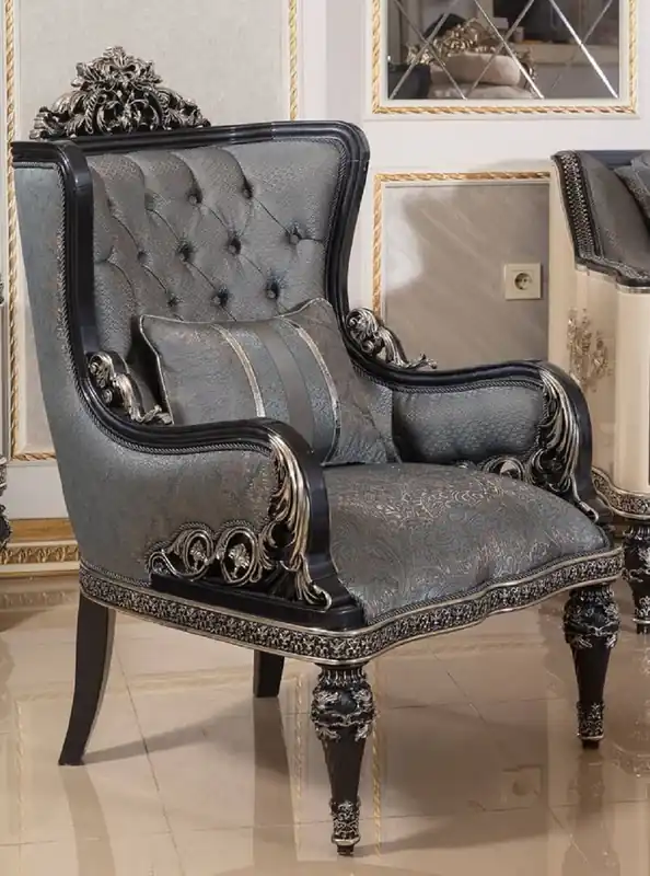 Preis Gesenkt Casa Padrino luxury baroque armchair light blue / black / gold - Handmade baroque style living room armchair with elegant pattern - Baroque living room furniture - Noble & Magnificent