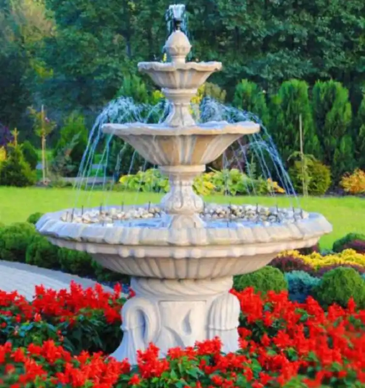 Casa Padrino Art Nouveau fountain white Ø 155 x H. 180 cm - Magnificent garden fountain - Garden decoration fountain - Baroque & Art Nouveau Garden Decoration Accessories Finale Aktion