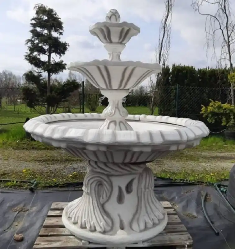Casa Padrino Art Nouveau fountain white / gray Ø 155 x H. 180 cm - Magnificent garden fountain - Garden decoration fountain - Baroque & Art Nouveau Garden Decoration Accessories Super-Preis