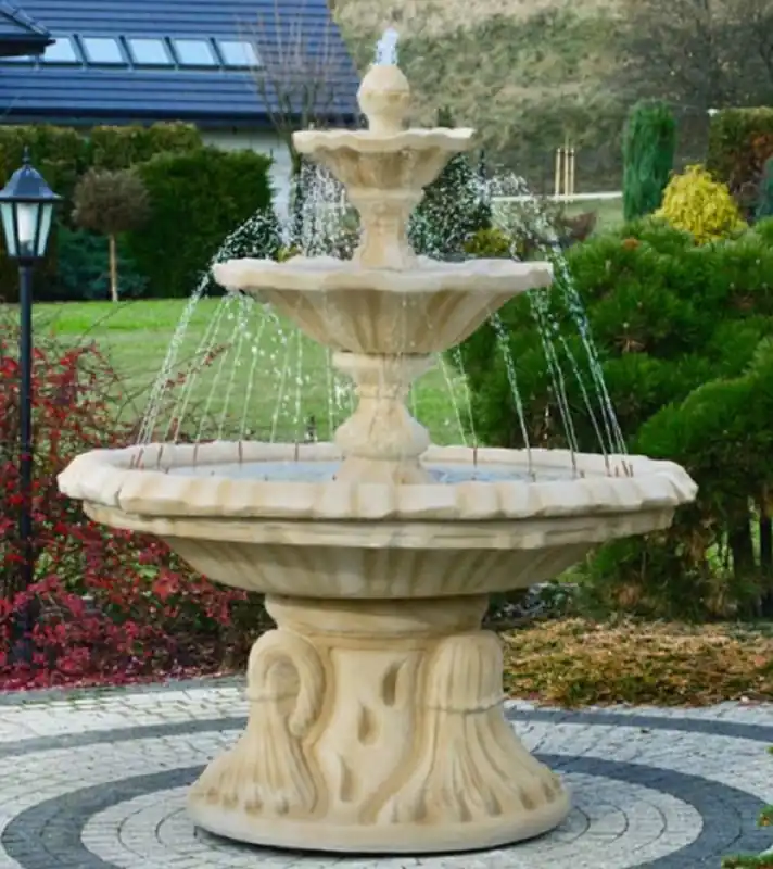 Knallerangebot Casa Padrino Art Nouveau fountain sand Ø 155 x H. 180 cm - Magnificent garden fountain - Garden decoration fountain - Baroque & Art Nouveau Garden Decoration Accessories