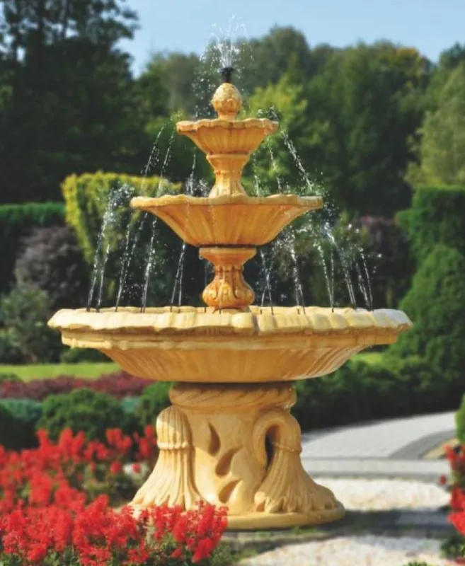Casa Padrino Art Nouveau fountain beige Ø 155 x H. 180 cm - Magnificent garden fountain - Garden decoration fountain - Baroque & Art Nouveau Garden Decoration Accessories Günstig