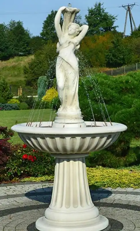 Casa Padrino Art Nouveau fountain white / gray Ø 92 x H. 182 cm - Magnificent garden fountain - Garden decoration fountain - Baroque & Art Nouveau Garden Decoration Accessories Nur Für Kurze Zeit