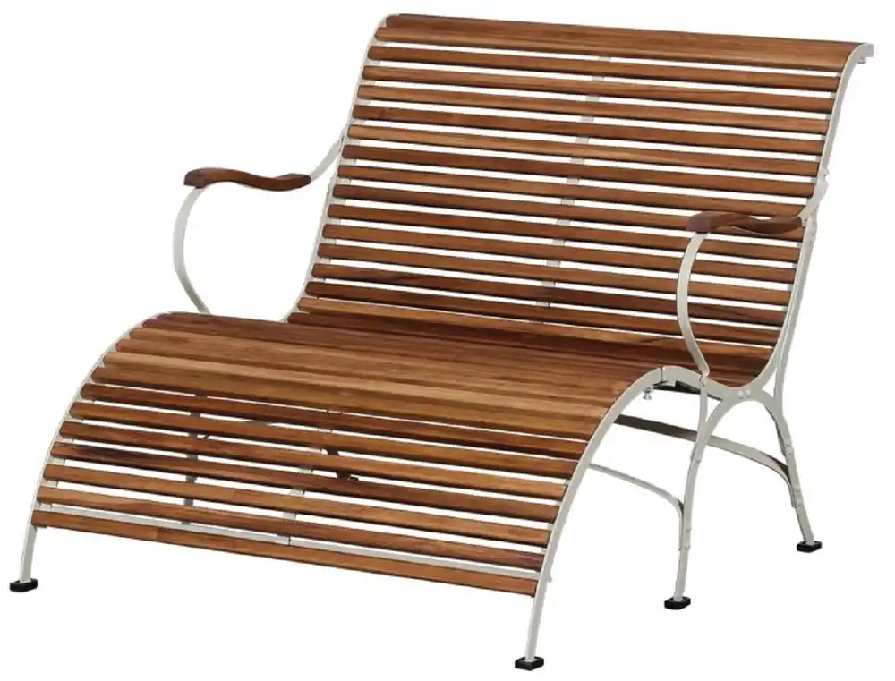 Casa Padrino luxury Art Nouveau garden bench brown / cream 107 x 150 x H. 91 cm - Garden & patio bench with armrests and footrest - Art Nouveau garden & patio furniture Zertifiziert