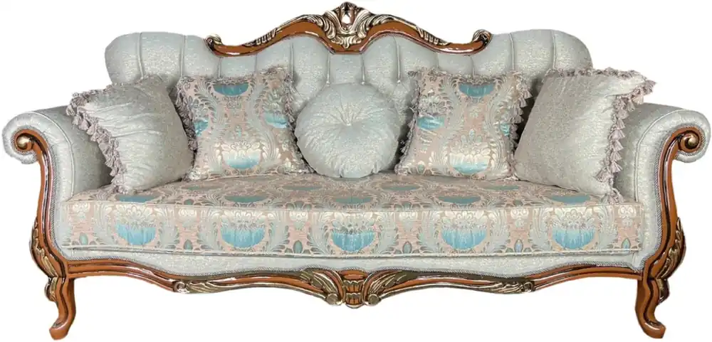 Casa Padrino luxury baroque sofa light green / brown / gold - Magnificent living room sofa with elegant pattern - Baroque living room furniture Neu