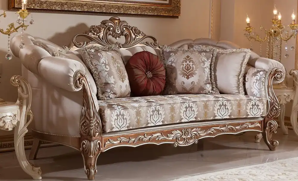 Expressversand Casa Padrino luxury baroque sofa gray / copper / silver - Magnificent living room sofa with elegant pattern - Baroque living room & hotel furniture - Noble & Magnificent