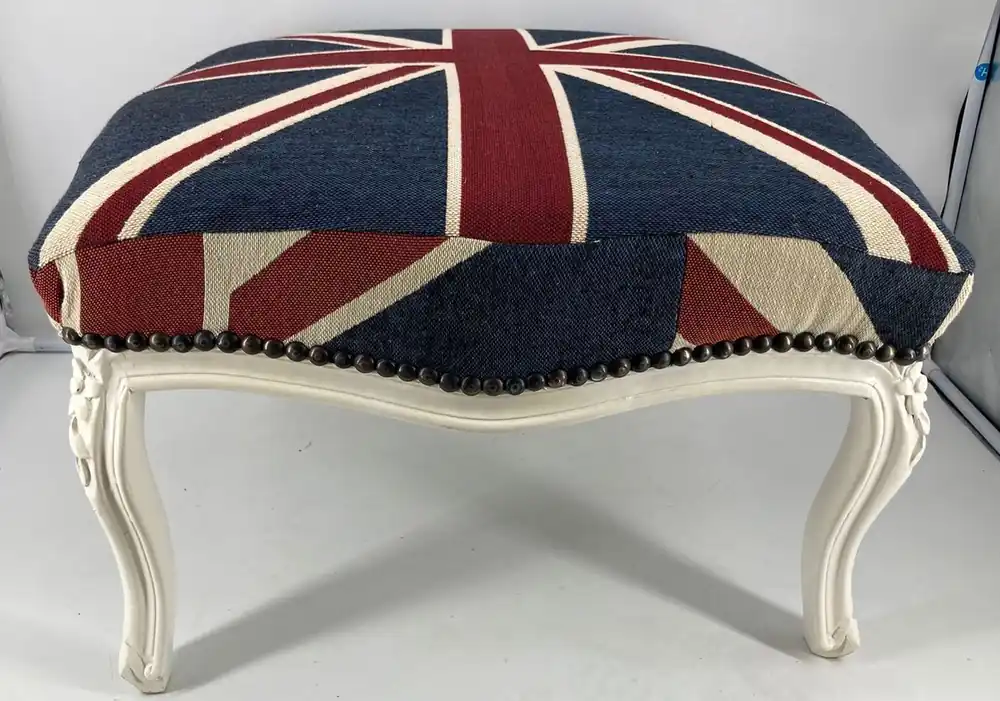 Meistverkauft Casa Padrino baroque stool Union Jack / white - Handmade antique style XXL stool with English flag - Baroque Furniture