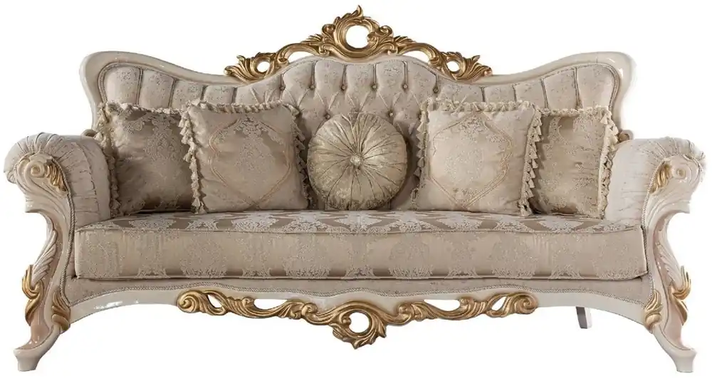 Online Kaufen Casa Padrino luxury baroque sofa gray / copper / white / beige / gold - Magnificent living room sofa with pattern - Baroque Living Room Furniture - Noble & Magnificent
