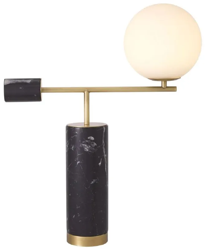 Casa Padrino luxury table lamp antique brass / black / white 51 x 20 x H. 62.5 cm - Marble desk lamp with glass lampshade - Luxury Collection Expressversand