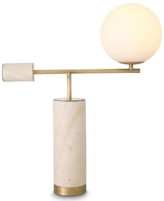 Neu Im Sortiment Casa Padrino luxury table lamp antique brass / beige / white 51 x 20 x H. 62.5 cm - Marble desk lamp with glass lampshade - Luxury Collection