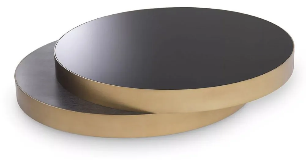 Jetzt Bestellen Casa Padrino luxury coffee table brass / black / black gray 140 x 120 x H. 28.5 cm - Modern living room table - Living room furniture - Luxury Quality