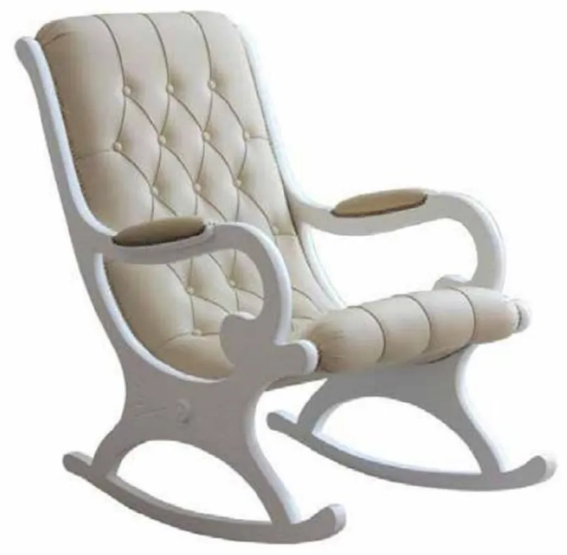 Preis Gesenkt Casa Padrino luxury Art Nouveau leather rocking armchair cream / white - Handmade genuine leather rocking chair with armrests - Baroque & Art Nouveau living room & office furniture - Made in Italy