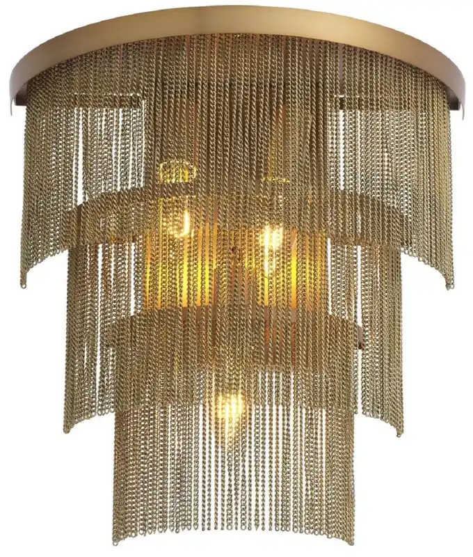 Markenware Casa Padrino luxury wall lamp antique brass 33 x 16 x H. 32.5 cm - Semicircular stainless steel wall lamp - Luxury living room wall lights - Luxury Quality