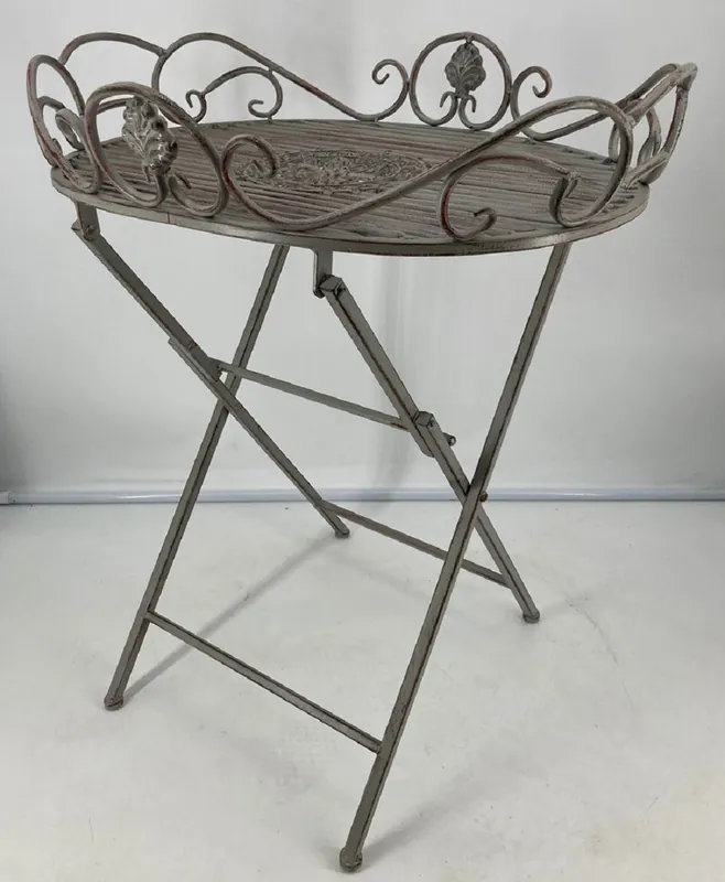 Casa Padrino Art Nouveau garden table antique gray 62 x 49 x H. 70 cm - Nostalgic metal table - Nostalgic metal garden & terrace furniture Finale Aktion