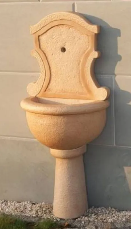 Casa Padrino Art Nouveau wall fountain beige 55 x 36 x H. 128 cm - Elegant Garden Fountain - Garden decoration stone fountain - Art Nouveau Garden Decoration Accessories Sale