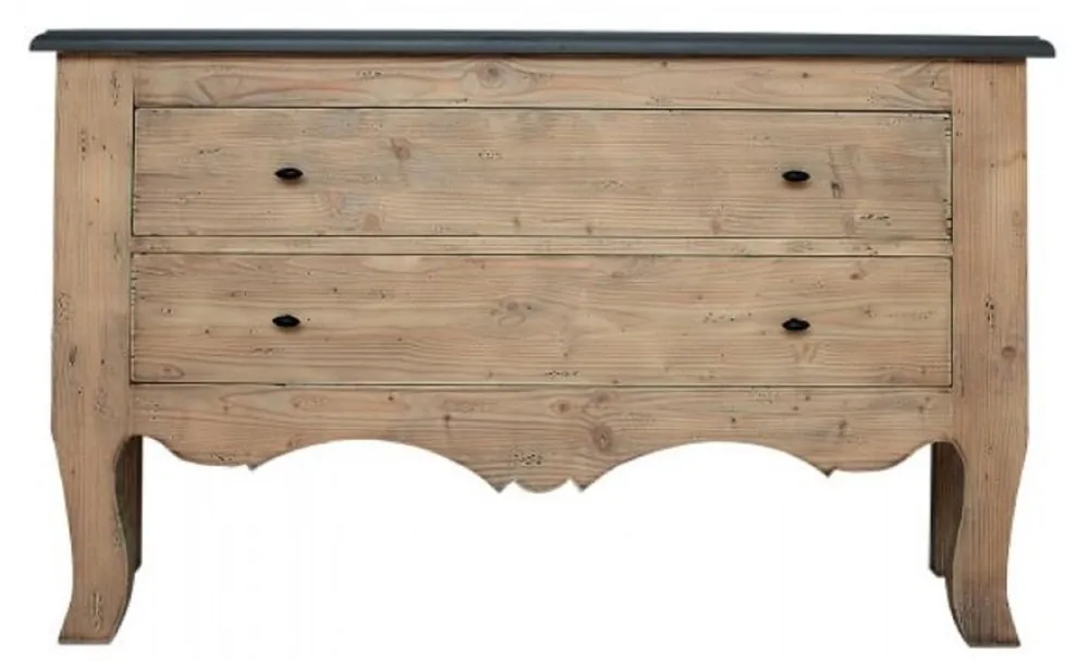 Solange Der Vorrat Reicht Casa Padrino luxury country style solid wood chest of drawers with 2 drawers natural / gray 130 x 40 x H. 80 cm - Country style furniture - Luxury Quality