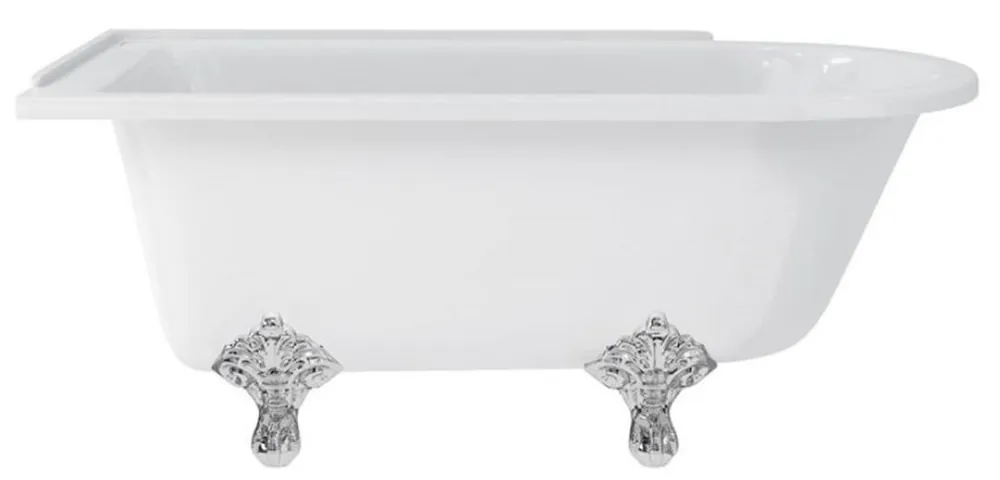 Zertifiziert Casa Padrino luxury Art Nouveau bathtub white / silver 150 x 75 x H. 65 cm - Freestanding retro acrylic bathtub - Nostalgic retro bathroom furniture
