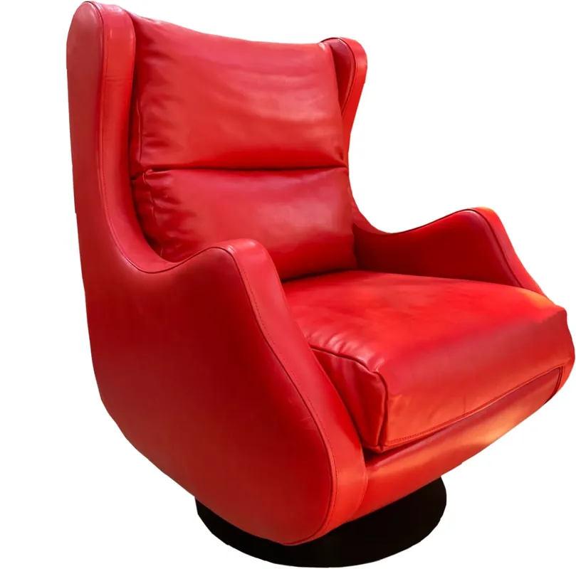 Casa Padrino luxury swivel armchair red / gray 72 x 82 x H. 96 cm - Relax Armchair - Leather Armchair - Luxury Furniture Wochenendangebot