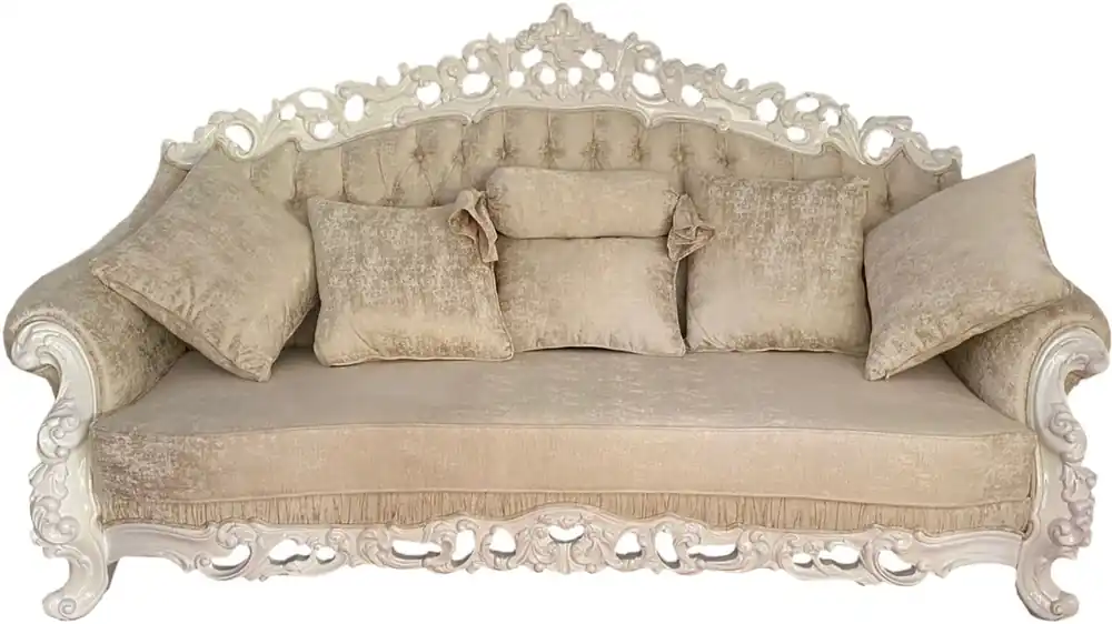 Casa Padrino luxury baroque sofa Cream / White - Magnificent living room sofa with decorative pillows - Baroque Furniture Bestpreis