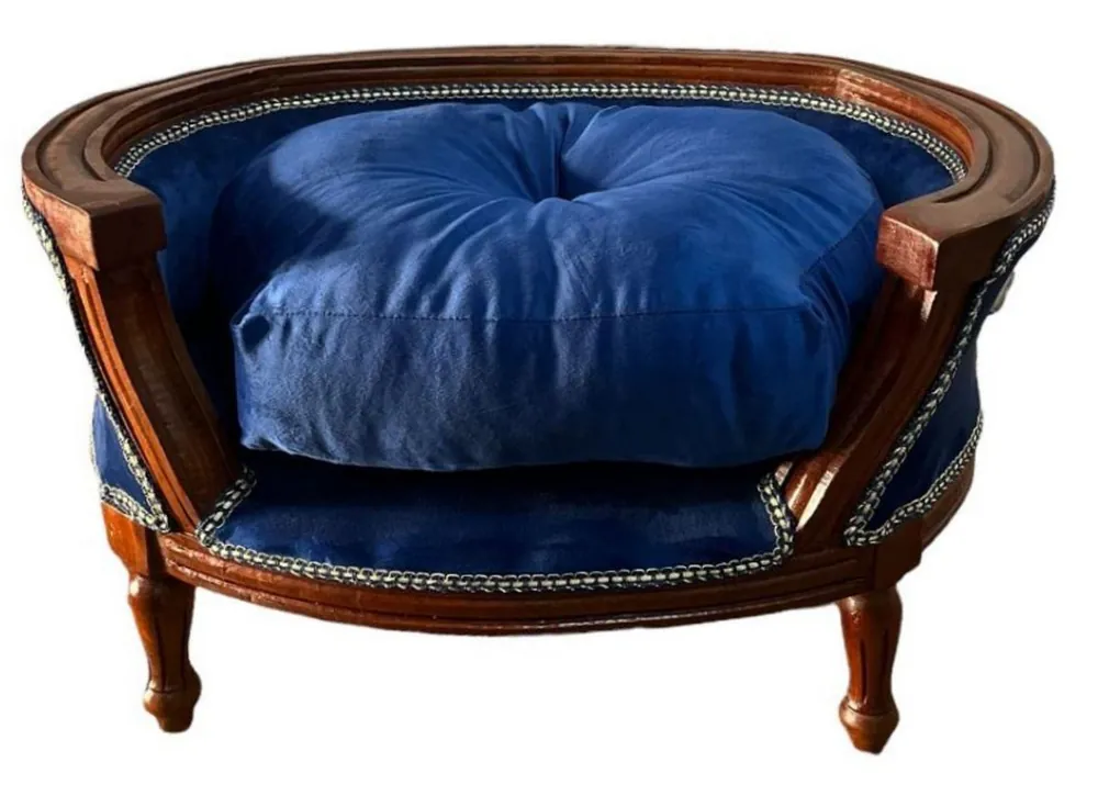 Casa Padrino baroque dog bed & cat bed with cushion royal blue / brown - Handmade baroque style dog & cat sofa - Baroque dog & cat furniture - Baroque pet furniture Mega-Angebot