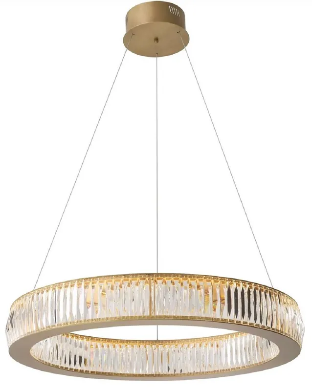 Casa Padrino luxury LED chandelier antique brass Ø 91 x H. 13-200 cm - Round living room chandelier with crystal glass - Luxury Quality Letzte Chance