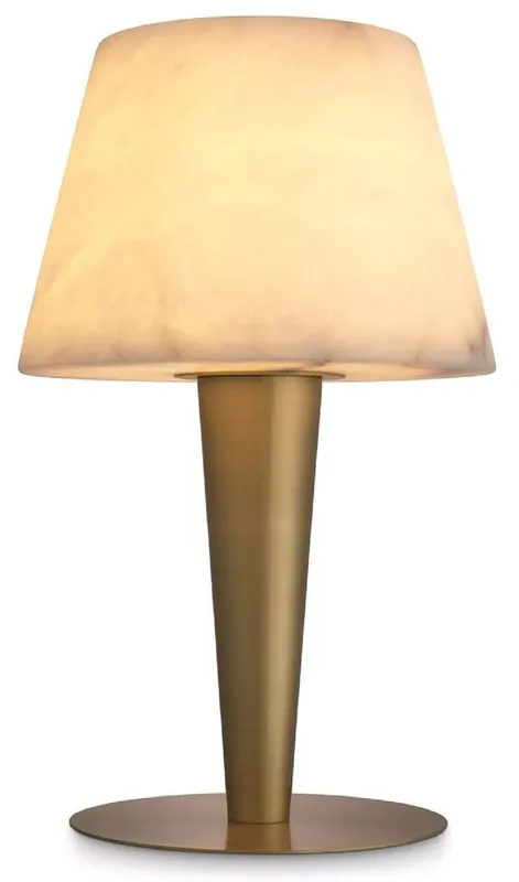 Casa Padrino luxury table lamp antique brass / alabaster Ø 20 x H. 50.5 cm - Round metal desk lamp with alabaster lampshade - Luxury Collection Expressversand