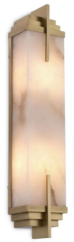 Casa Padrino luxury wall lamp antique brass / alabaster 10.5 x 8.5 x H. 51 cm - Wall lamp with alabaster lampshade - Luxury Lights Schnäppchen