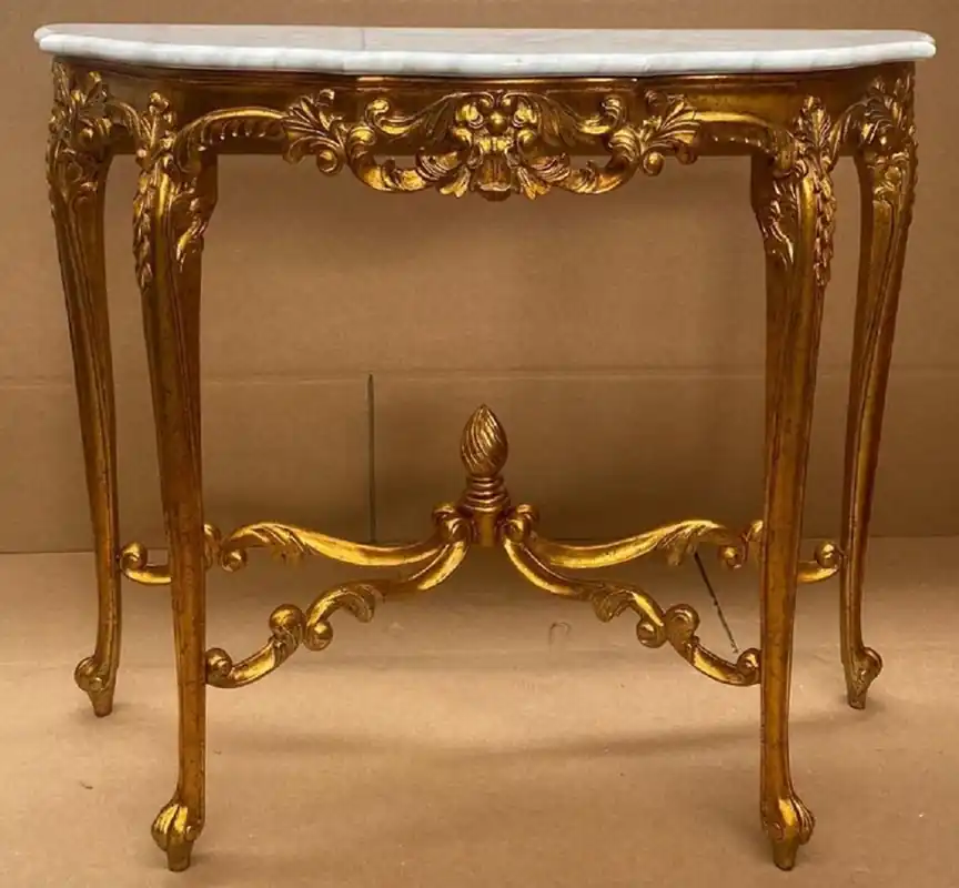 Casa Padrino luxury baroque console gold / white - Handmade solid wood console table with marble top - Baroque Furniture - Luxury Quality - Made in Italy Garantierte Lieferung