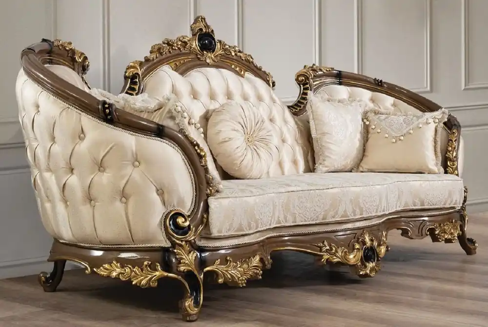 Casa Padrino luxury baroque sofa gold / brown / black / gold - Magnificent living room sofa with elegant pattern - Baroque living room & hotel furniture - Noble & Magnificent Direktkauf