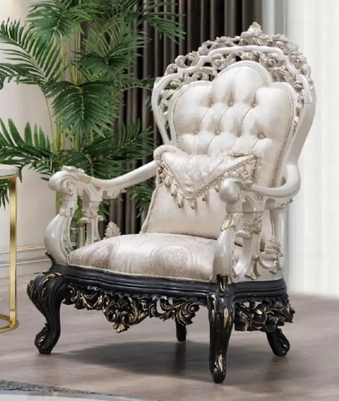 Heißes Angebot Casa Padrino luxury baroque armchair cream / beige / white / gray / gold - Magnificent living room armchair with elegant pattern - Baroque living room & hotel furniture - Noble & Magnificent