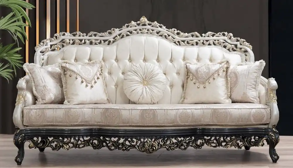 Aktuell Casa Padrino luxury baroque sofa cream / beige / white / gray / gold - Magnificent living room sofa with elegant pattern - Baroque living room & hotel furniture - Noble & Magnificent