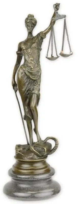 Casa Padrino luxury decorative bronze sculpture justitia bronze / black 7.6 x 7.3 x H. 23.5 cm - Bronze figure with marble base - Desk decoration accessories Billig