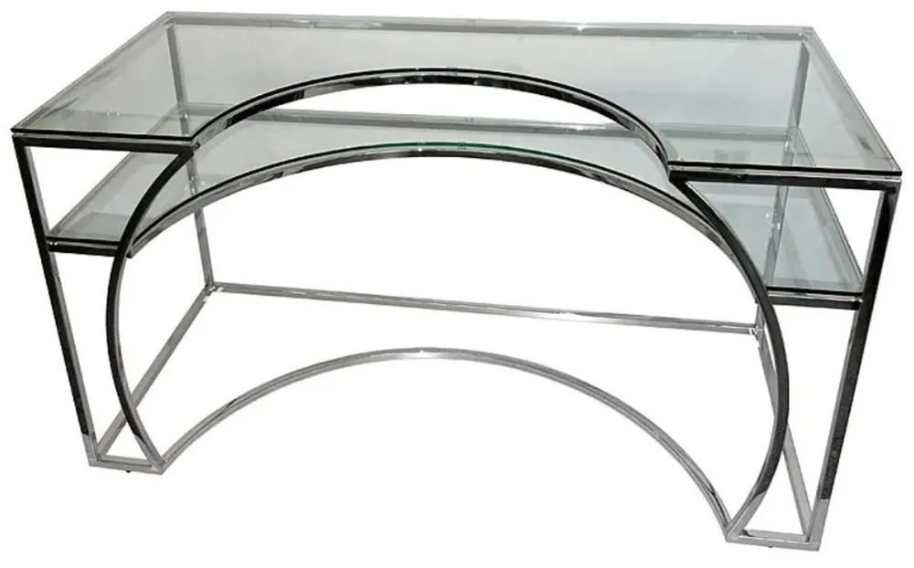 Günstig Casa Padrino luxury designer desk silver 140 x 70 x H. 75 cm - Metal office table with glass tops - Computer table - Luxury designer office furniture