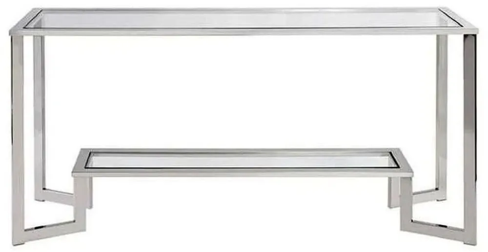 Angebot Casa Padrino luxury console silver 160 x 40 x H. 78 cm - Metal console table with glass tops - Living room furniture - Luxury furniture