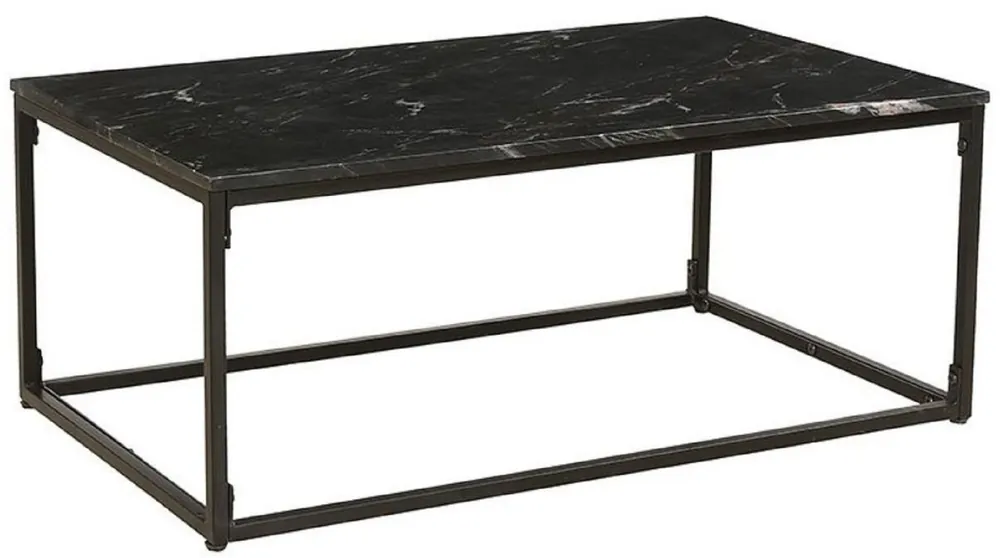 Casa Padrino luxury coffee table black - Rectangular metal living room table with marble top - Living room furniture - Luxury furniture Versand Am Gleichen Tag