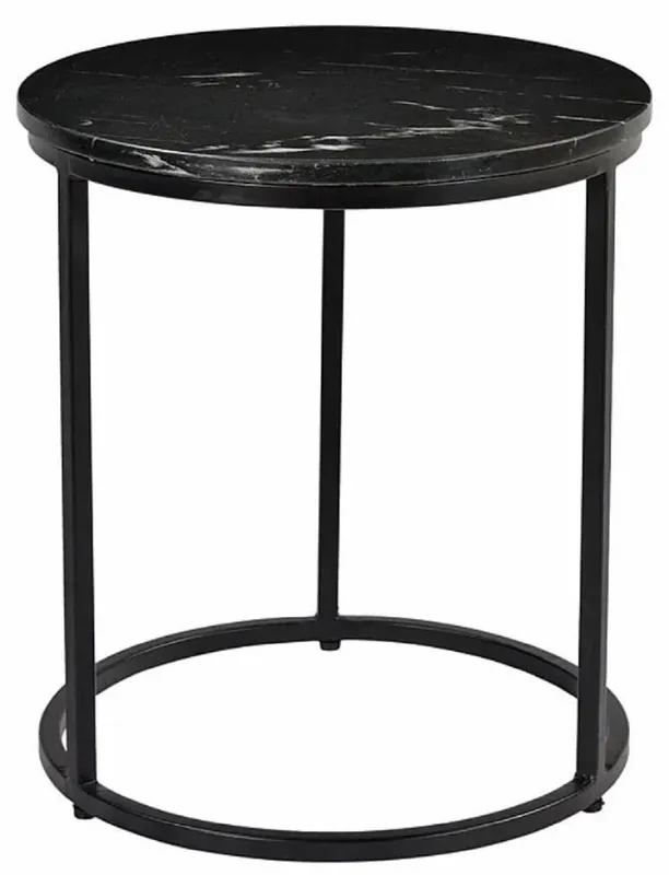 Casa Padrino luxury side table black Ø 40 x H. 45 cm - Round metal table with marble top - Living room furniture - Luxury furniture Abverkauf