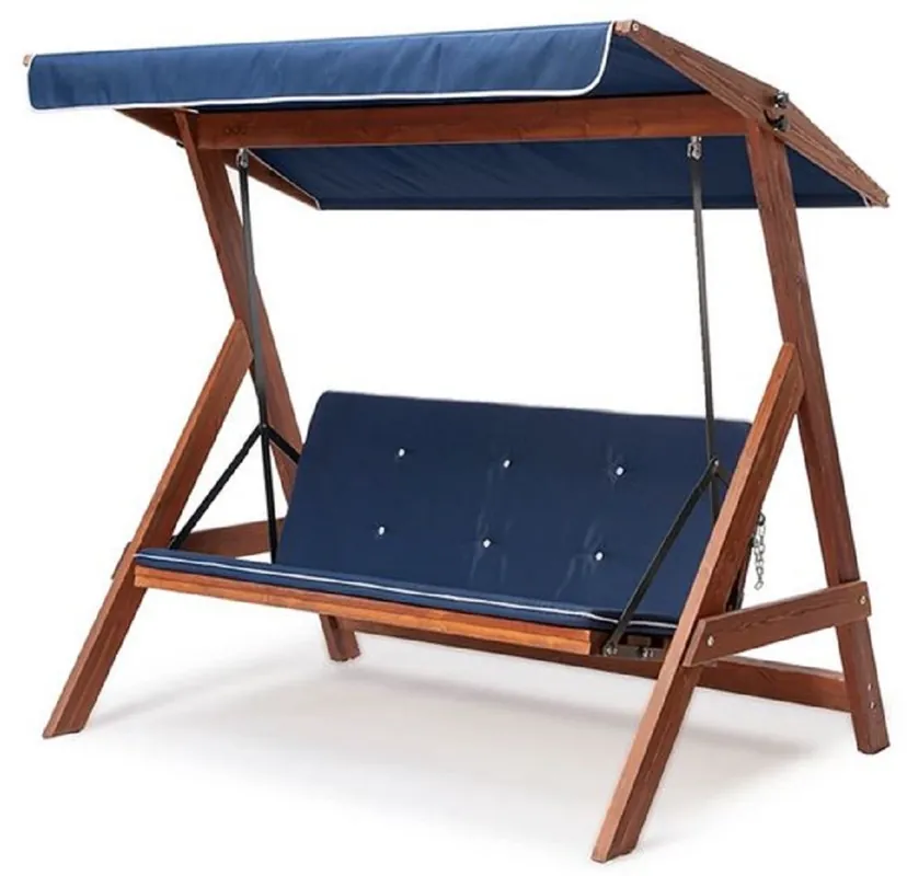 Casa Padrino Luxury Hollywood Swing Blue / Brown - Modern Weatherproof Garden Swing with Sun Roof - Garden Furniture - Patio Furniture - Luxury Furniture Expressversand