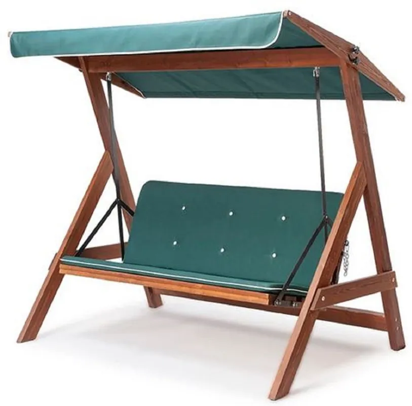 Sonderaktion Casa Padrino Luxury Hollywood Swing Green / Brown - Modern Weatherproof Garden Swing with Sun Roof - Garden Furniture - Patio Furniture - Luxury Furniture