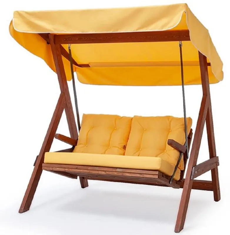 Billig Casa Padrino Luxury Hollywood Swing Yellow / Brown - Modern Weatherproof Garden Swing with Sun Roof - Garden Furniture - Patio Furniture - Luxury Furniture