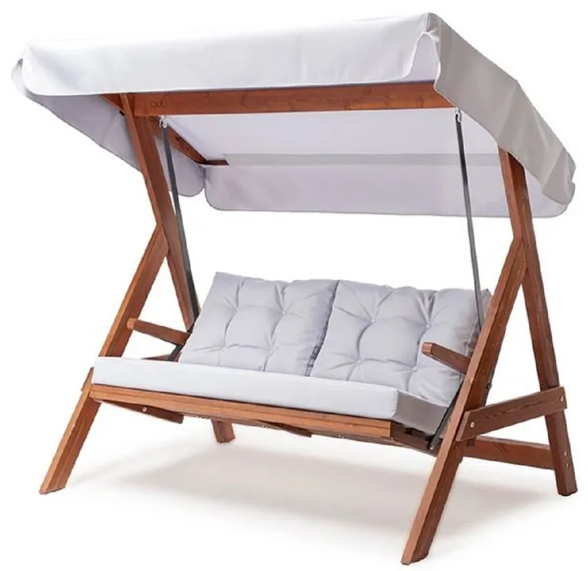 Casa Padrino Luxury Hollywood Swing Light Gray / Brown - Weatherproof Garden Swing with Sun Roof - Garden Furniture - Patio Furniture - Luxury Furniture - Luxury garden furnishings Beliebt