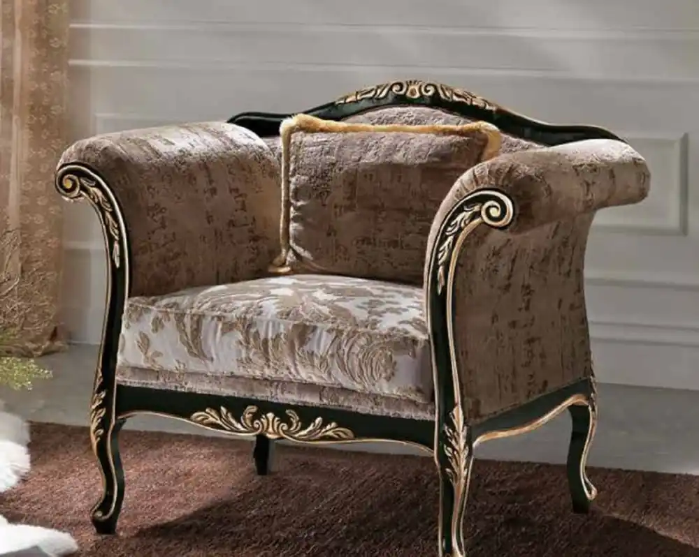 Preisknaller Casa Padrino luxury baroque armchair brown / gray / black / gold - Baroque style living room armchair - Baroque furniture - Baroque living room & hotel furniture - Luxury quality - Made in Italy