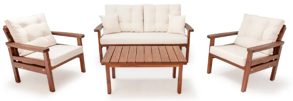 Casa Padrino luxury garden furniture set beige / dark brown - 1 Garden Sofa & 2 Garden Armchairs & 1 Garden Coffee Table - Garden furniture - Patio furniture - Luxury furniture Neu Im Sortiment