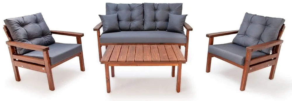 Casa Padrino luxury garden furniture set anthracite / dark brown - 1 Garden Sofa & 2 Garden Armchairs & 1 Garden Coffee Table - Garden furniture - Patio furniture - Luxury furniture Letzte Chance