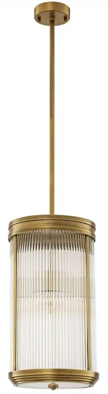 Casa Padrino luxury hanging lamp antique brass Ø 27.5 x H. 49 cm - Hanging lamp with round glass lampshade - Living room hanging lamp - Luxury lighting - Luxury quality Zertifiziert