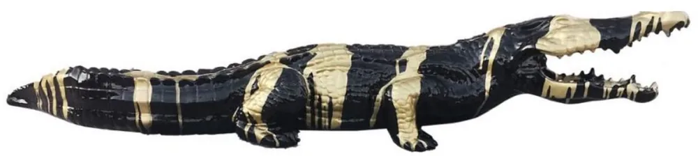 Casa Padrino luxury decorative sculpture crocodile black / gold 108 cm - Weatherproof garden sculpture - XXL decorative sculpture - XXL decorative figure - Animal figure - Garden decoration Aktuell